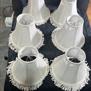 Elegant White Lampshades with Fringe mini set of 6